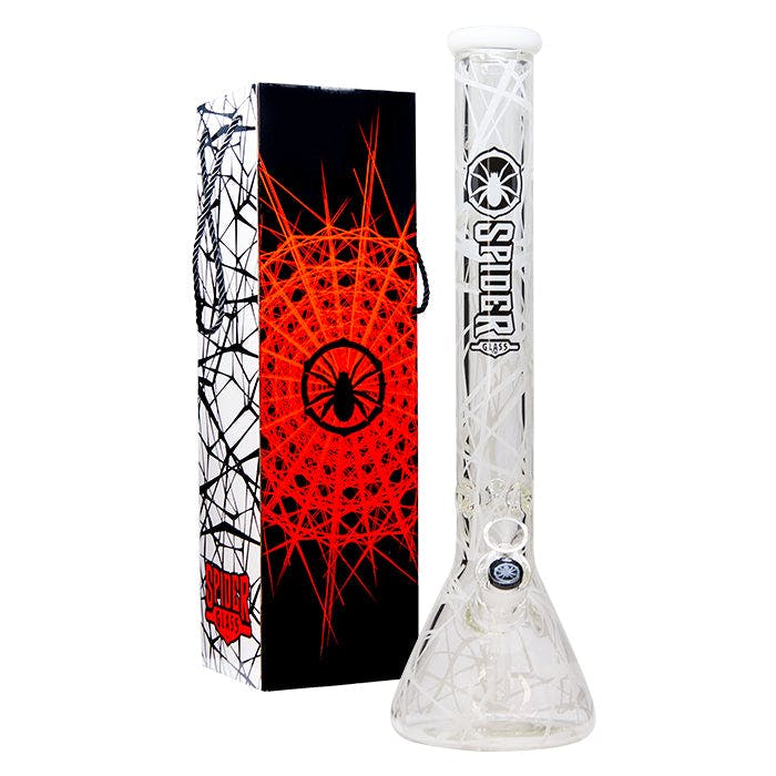 Product for sale: Spider Glass Web Design White Bong 18 Inches (SGW-18WHI)-Default Title