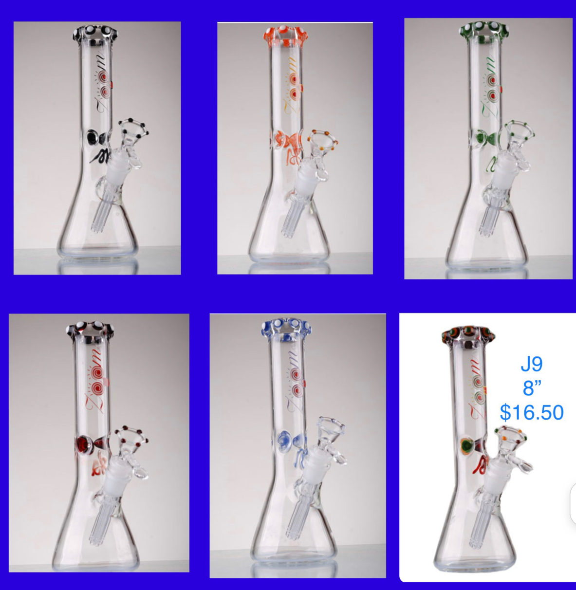 Product for sale: J9 8” Glass Bong-Assorted-Default Title