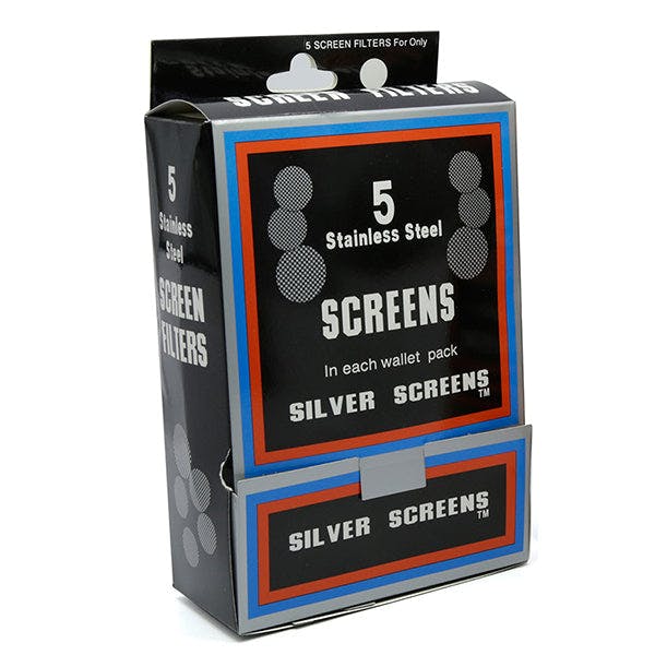 Product for sale: Silver pipe screen (5 screens/pack – 100pack/box)