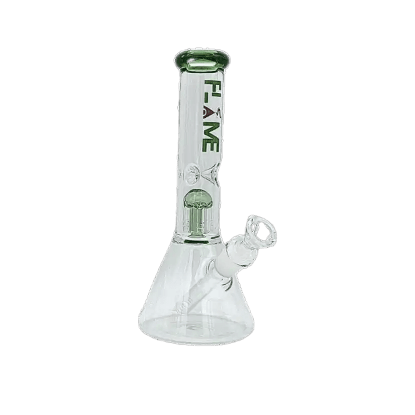 Product for sale: CB-13 = 10-Inch 5mm Clear Beaker Bong with Tree Perc - Green