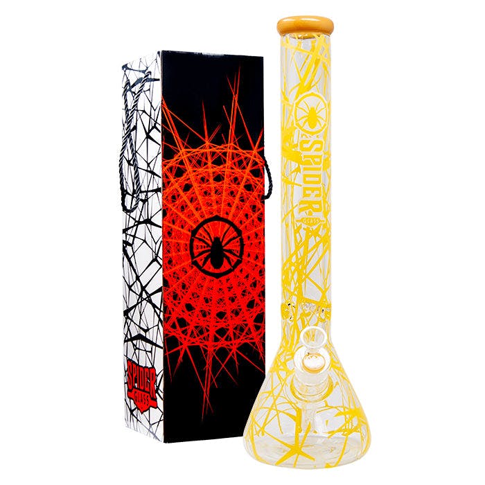 Product for sale: Spider Glass Web Design Yellow Bong 18 Inches (SGW-18YEL)-Default Title