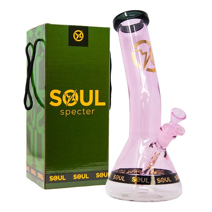 Product for sale: Pink Specter Series 12 Inches Bent Neck Beaker Bong By Soul Glass (TSGB-12PIN)-Default Title