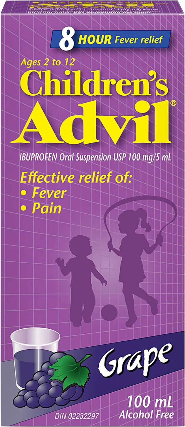 Product for sale: Children's Advil Ibuprofen Oral Suspension USP 100mg/5mL Grape 100mL-Default Title