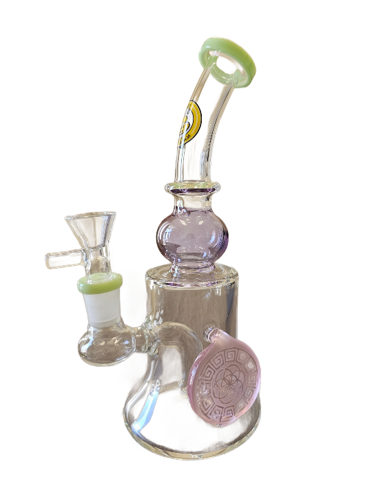 Product for sale: JD136 - 8" Medallion Fixed Down Stem Bong by BEE GLASS-undefined