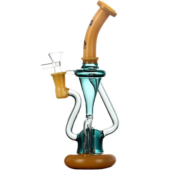 Product for sale: S2062 - 10″ Soul Recycler Bong / Dab Rig – Comes with a 4mm Quartz Banger and Gift Box – B Green/Yellow